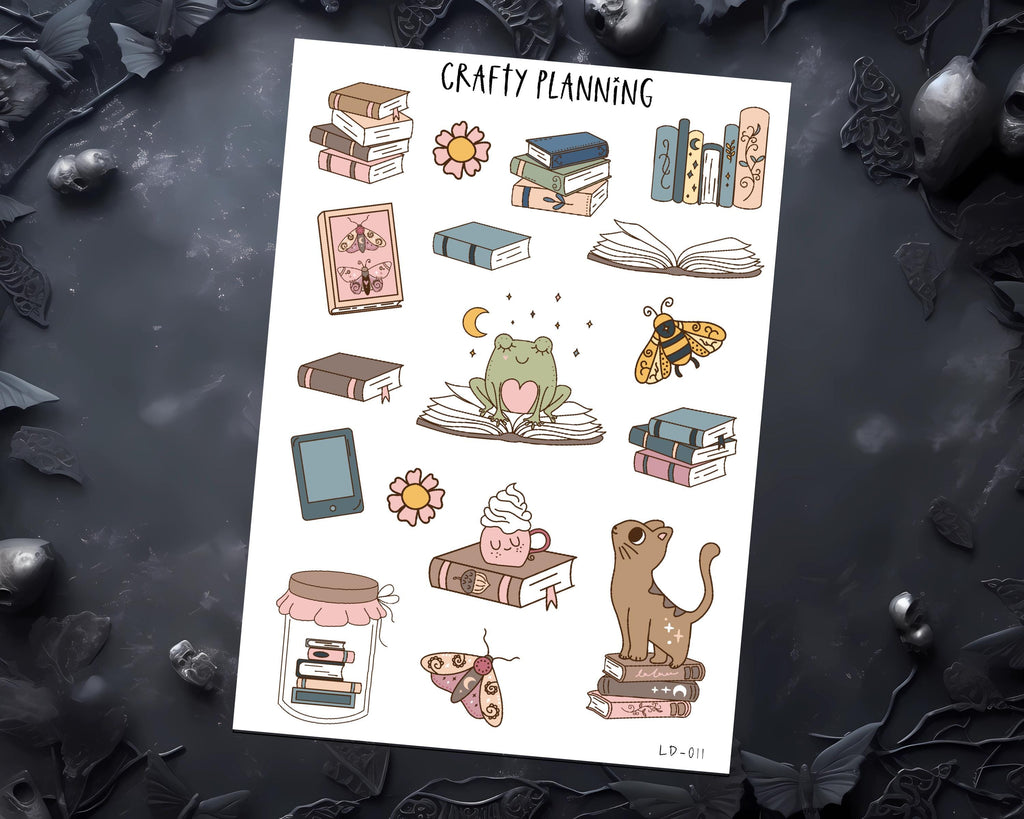 Bookish Stickers - Cute Planner & Journal Deco With Celestial Cat Designs