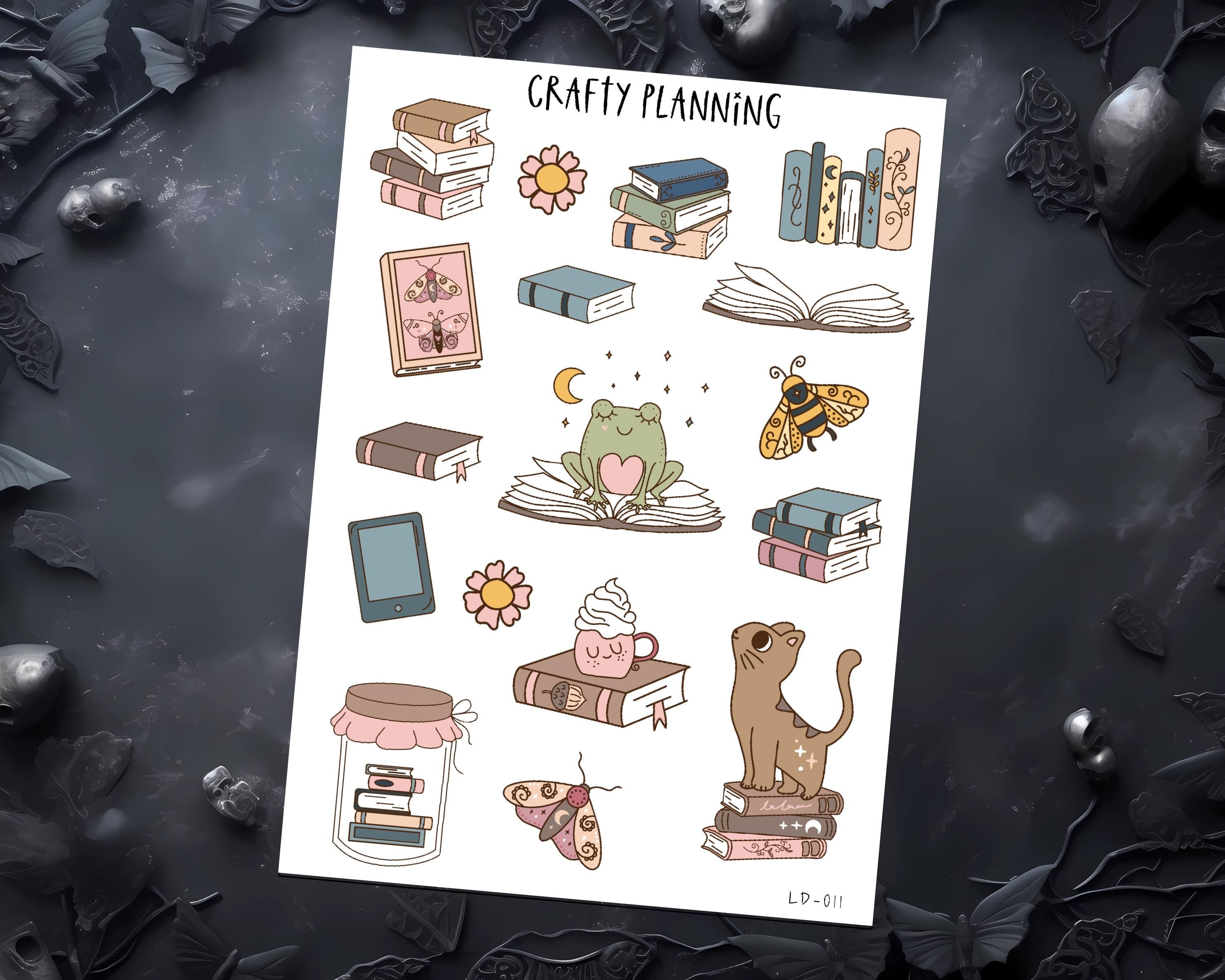 Bookish Stickers - Cute Planner & Journal Deco With Celestial Cat Designs