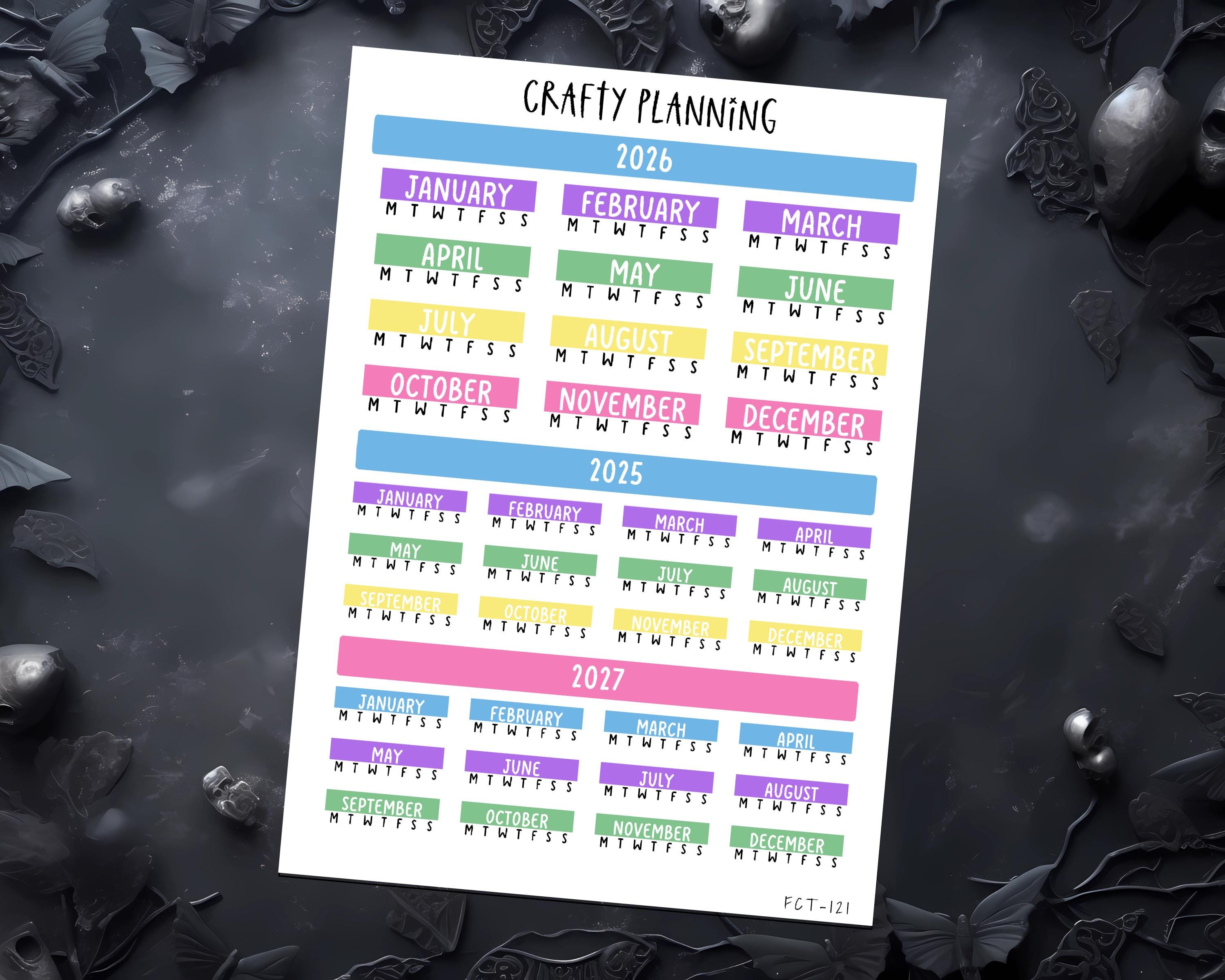 Cousin Year At A Glance 2026 Planner Stickers – Hobonichi Cousin A5 Setup
