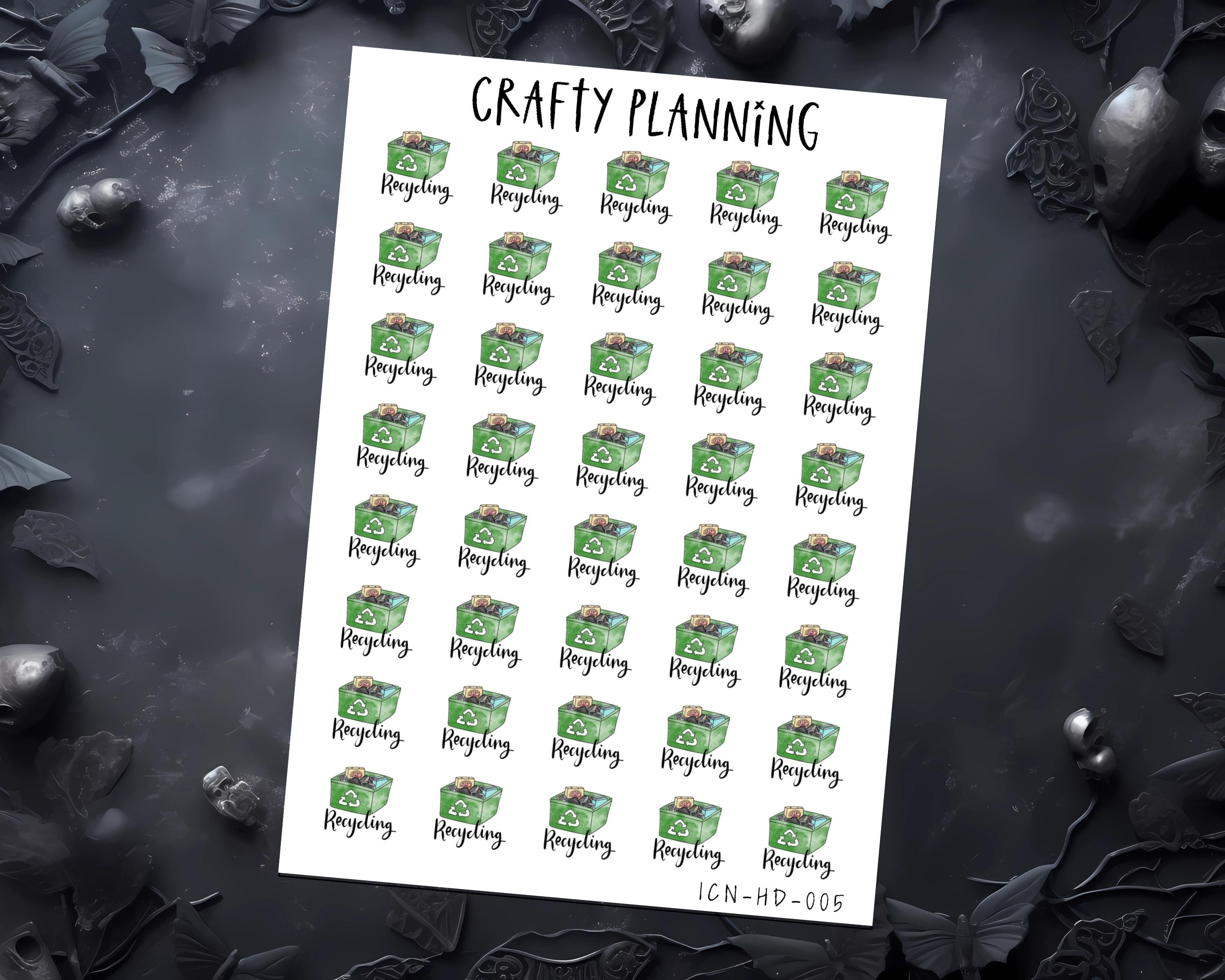 Recycling Stickers – Hand Drawn Planner Icon Stickers | Eco Friendly Labels & Bin Day Reminders