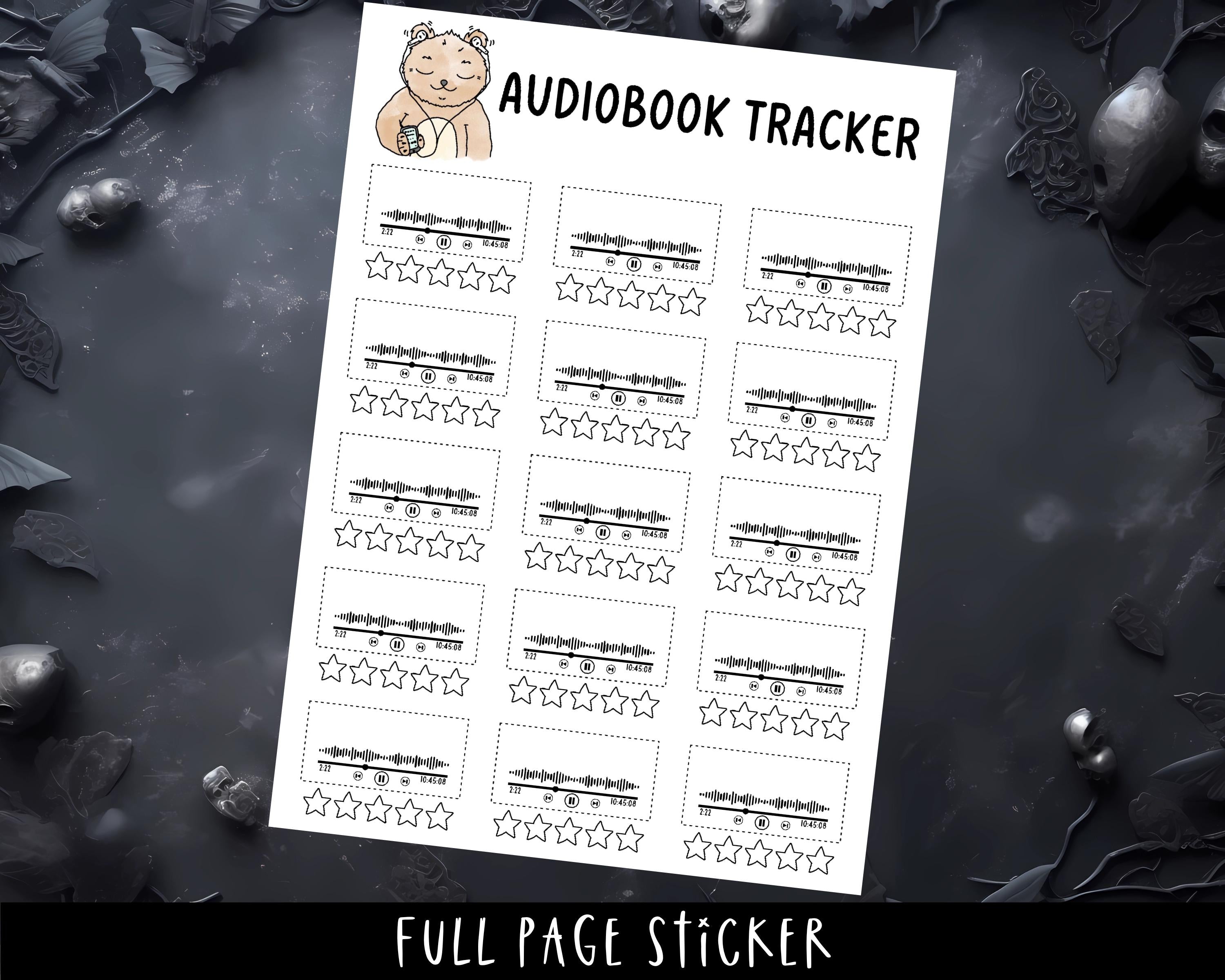 Audiobook Stickers – Full Page Sticker for Book Journal & Tracker Sheets