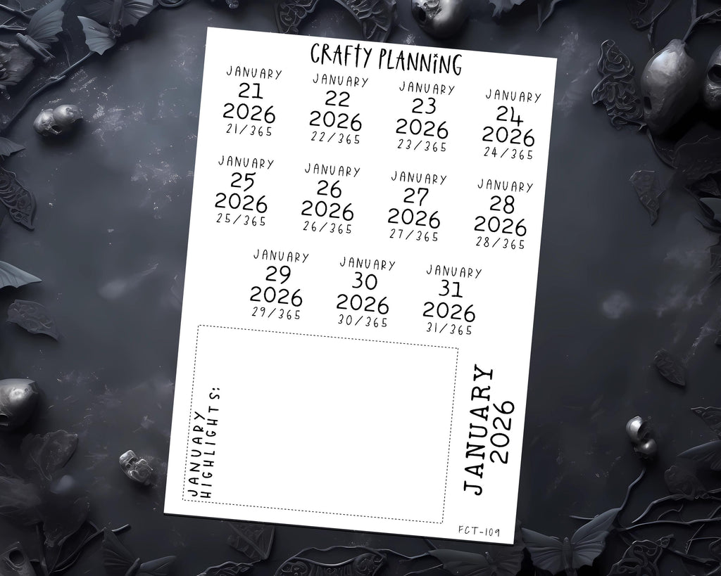 2026 Planner Stickers – Daily Date Labels | Premium Matte Journal Decals