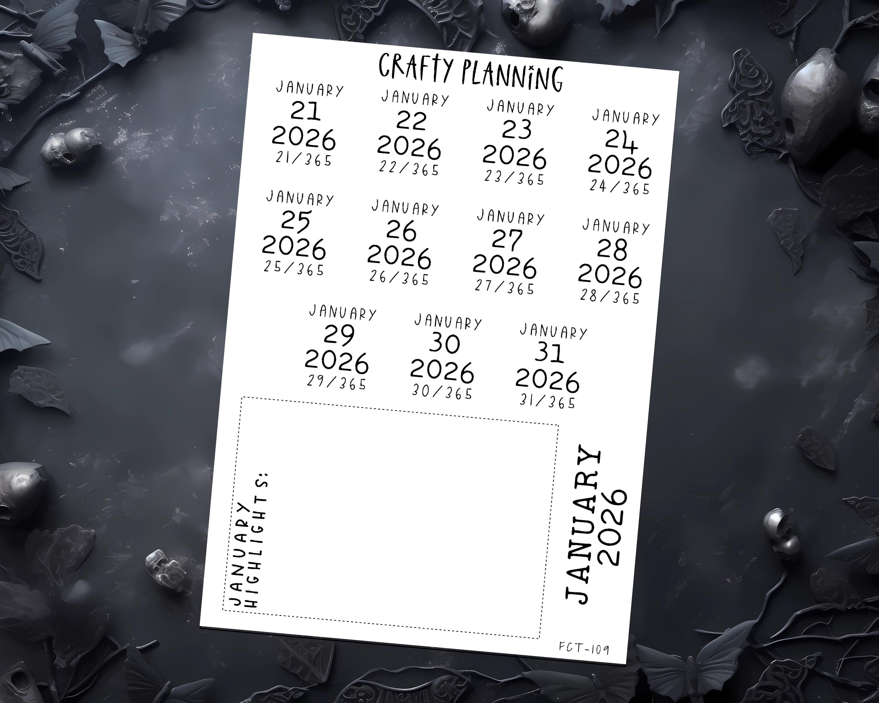 2026 Planner Stickers – Daily Date Labels | Premium Matte Journal Decals