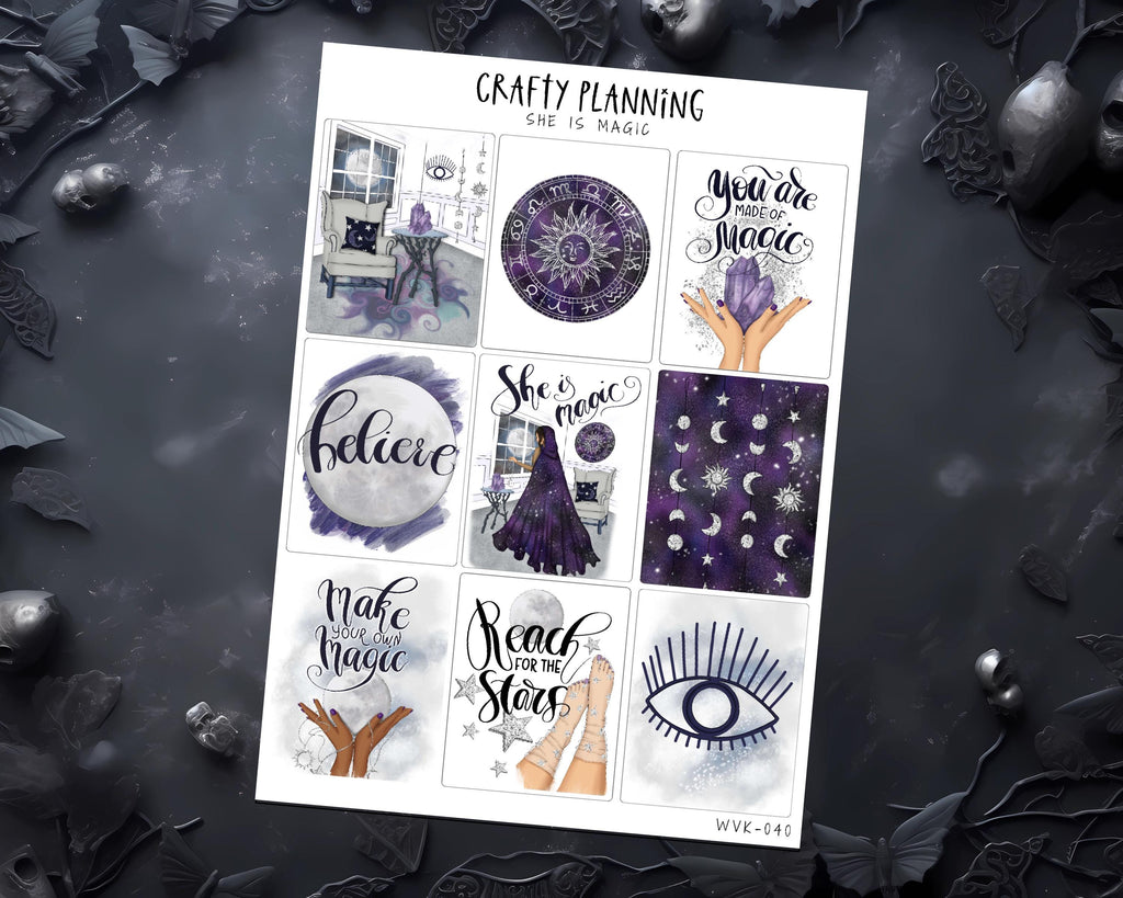 Witchy Planner Stickers - Celestial Planner Kit | Vertical Planner Kit, Matte Finish Stickers