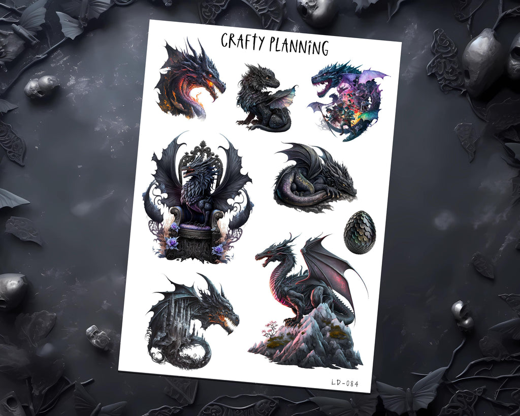 Dragon Stickers - Fantasy Art Stickers & Gothic Style Decals on Vinyl Sheets