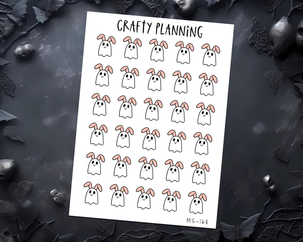 Ghost Bunny Stickers - Cute Easter Rabbit Planner Journal Stickers