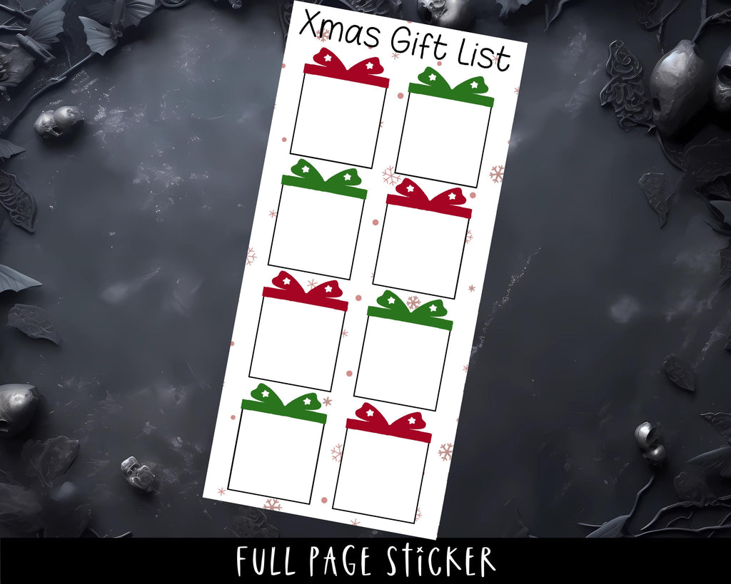 Full Page Sticker - Weeks Planner Stickers | Xmas Gift List & Holiday Tracker