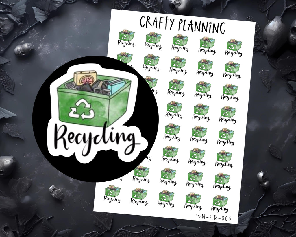 Recycling Stickers – Hand Drawn Planner Icon Stickers | Eco Friendly Labels & Bin Day Reminders