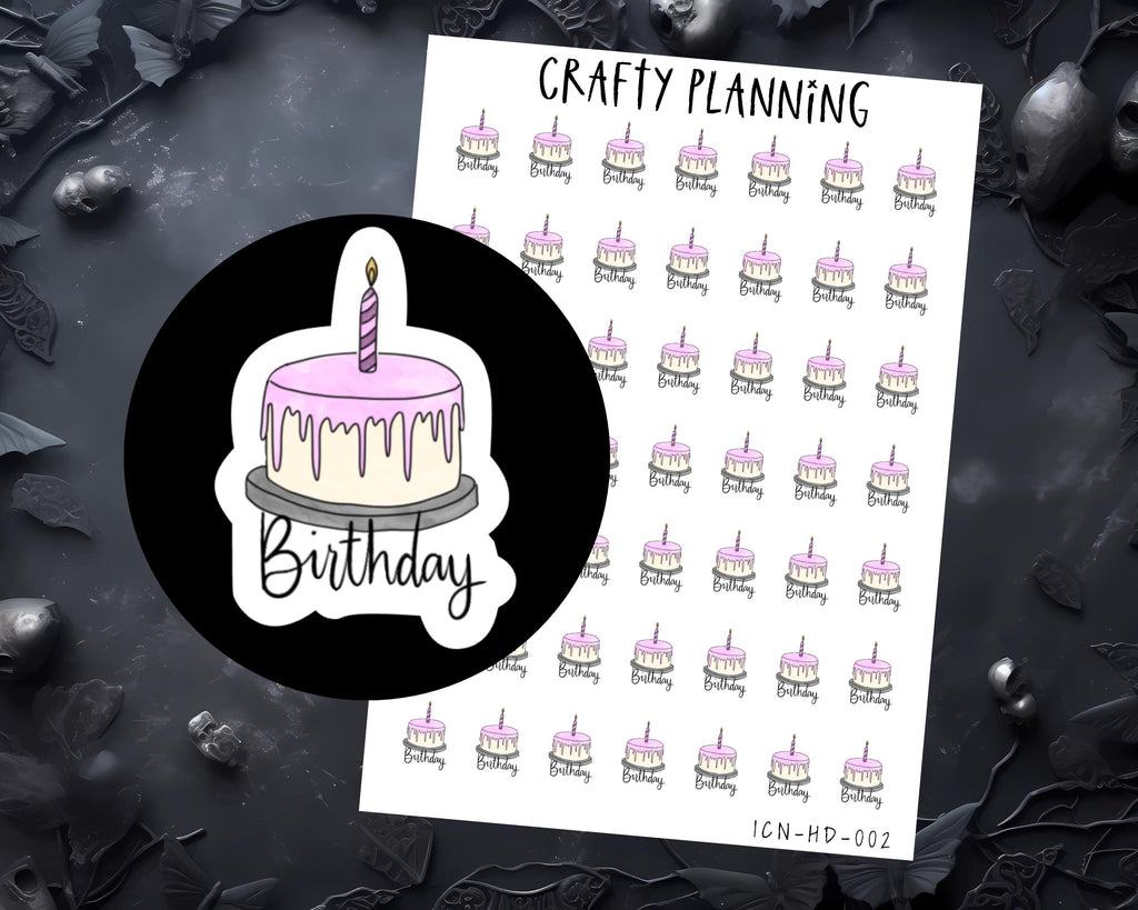 Birthday Planner Stickers – Functional Hand Drawn Icon Sticker Sheets