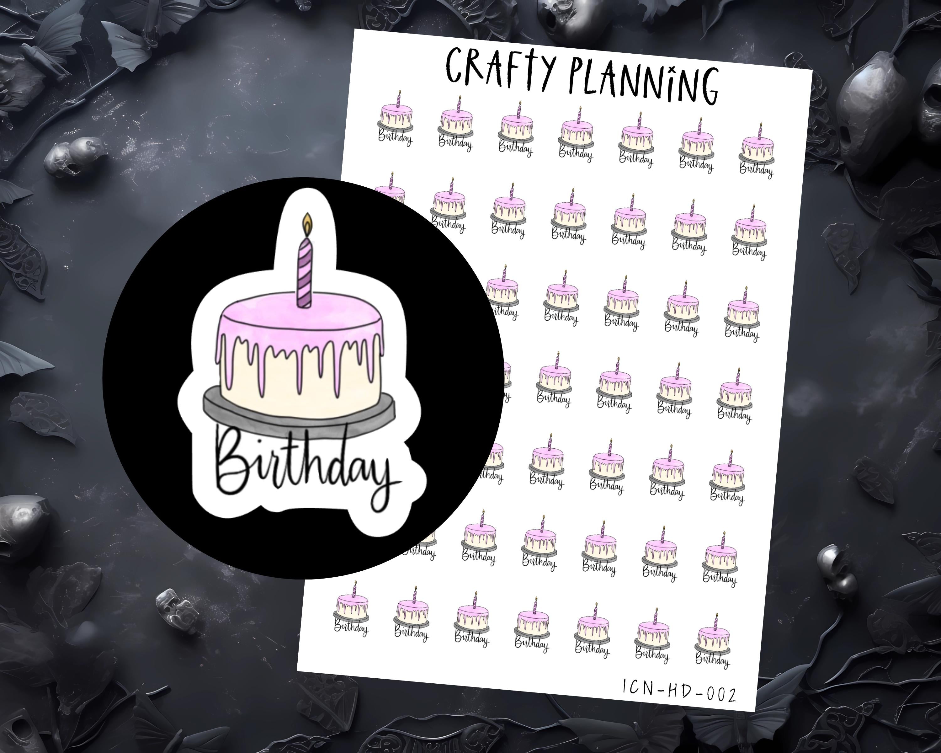 Birthday Planner Stickers – Functional Hand Drawn Icon Sticker Sheets
