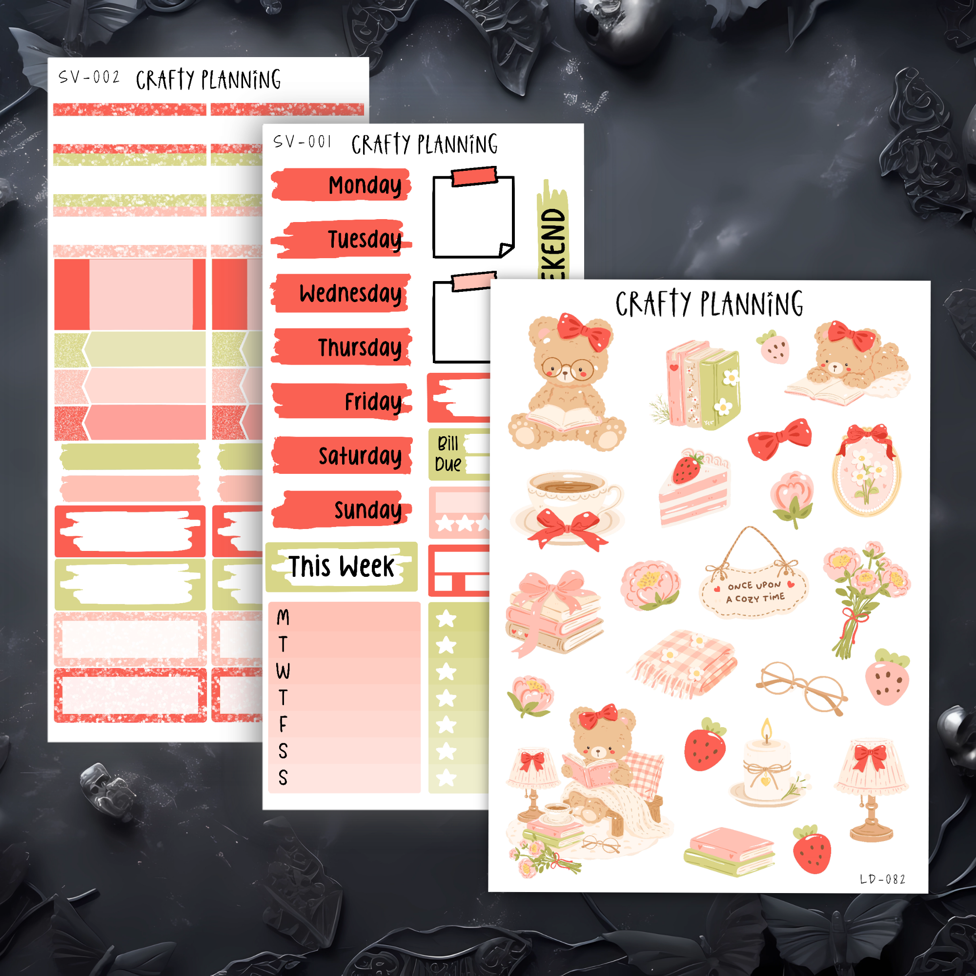 BOOKISH STRAWBERRY BEAR - STANDARD VERTICAL 1.5"