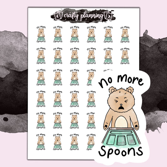 Crafty Bear - No More Spoons - Mini Sticker Sheet
