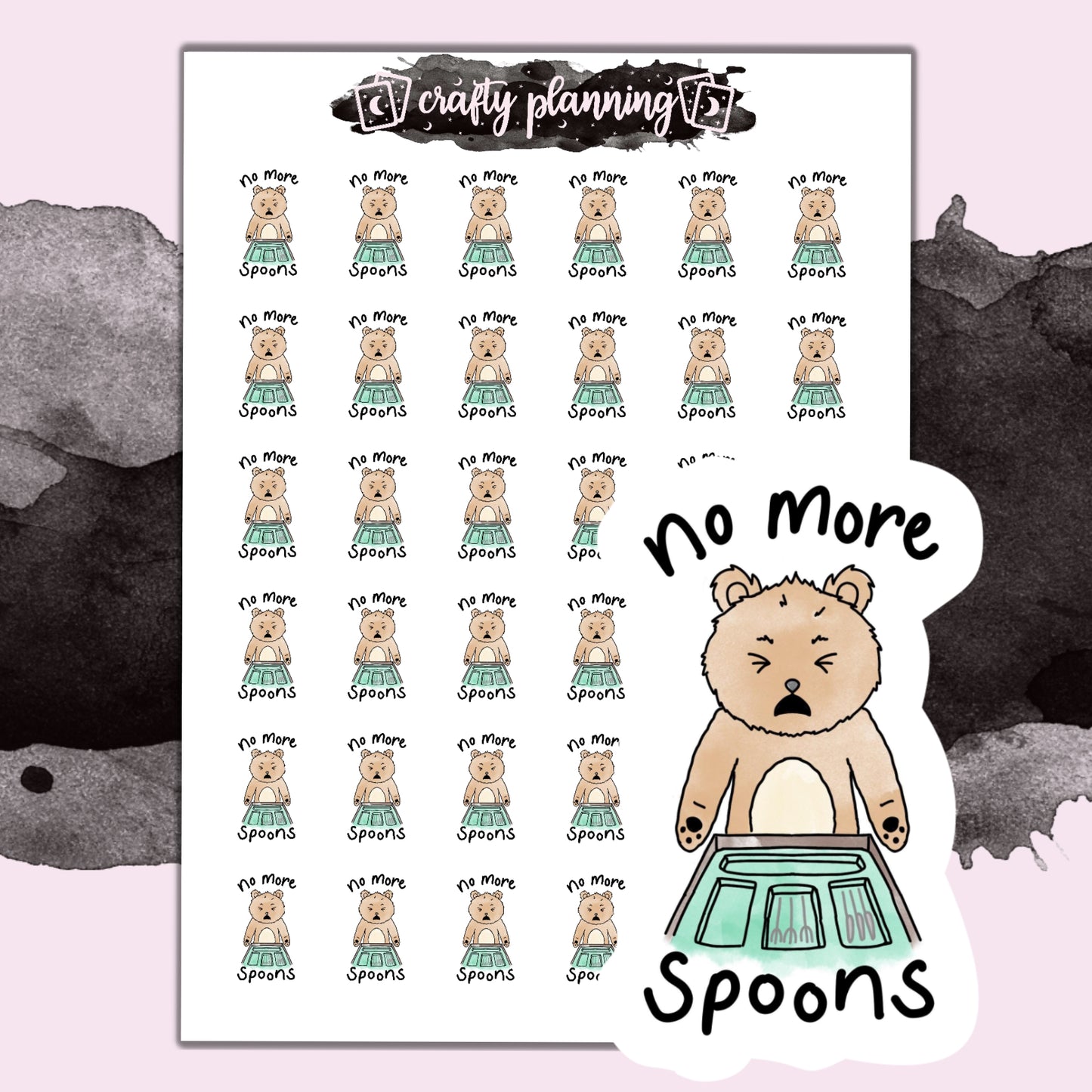 Crafty Bear - No More Spoons - Mini Sticker Sheet