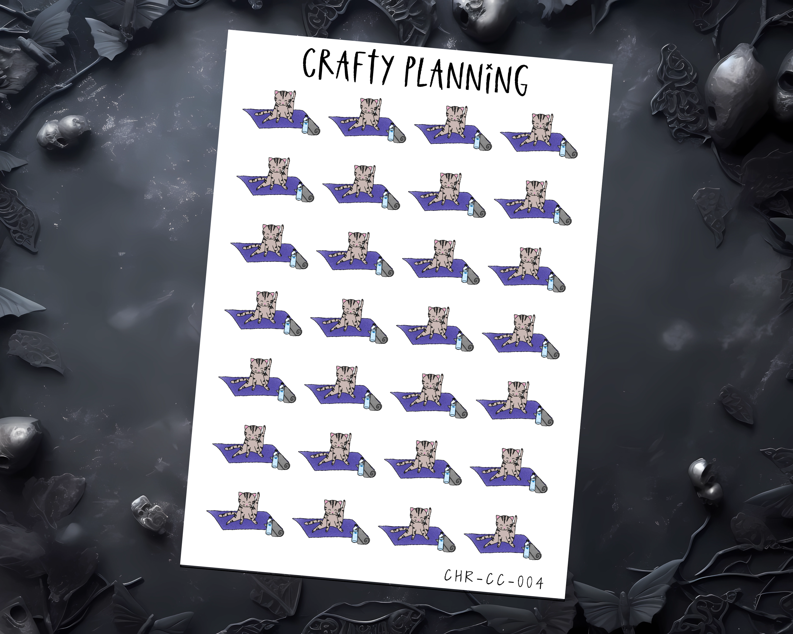 Yoga Cat Planner Stickers - Hand Drawn Design