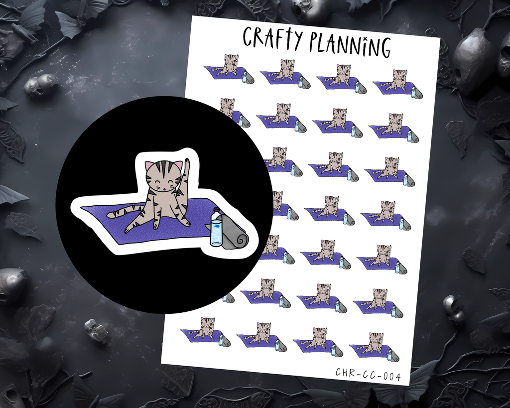 Yoga Cat Planner Stickers - Hand Drawn Design