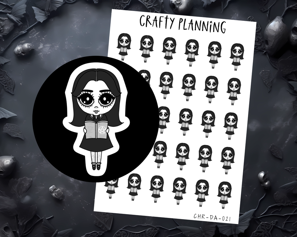 Gothic Bookish Reading Character - Planner & Journal Stickers