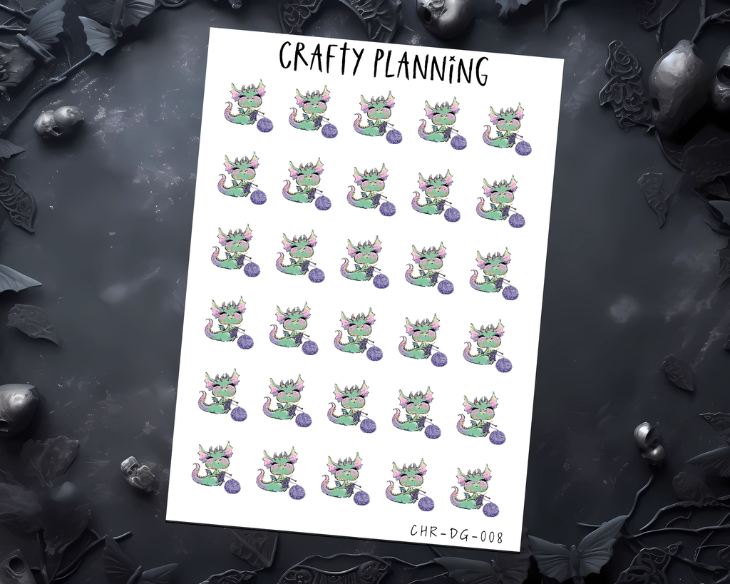 KNITTING - DRAGON CHARACTER - MINI STICKER SHEET