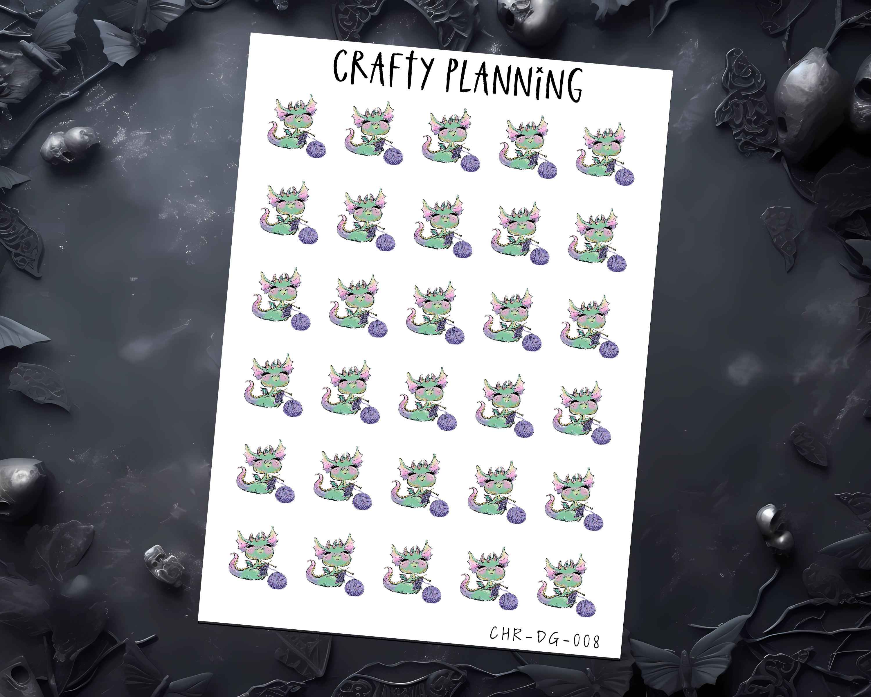 KNITTING - DRAGON CHARACTER - MINI STICKER SHEET
