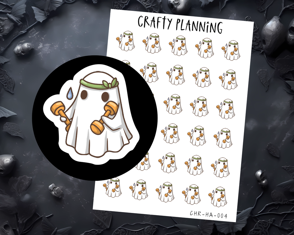 Gym Workout Planner Stickers - Hauntie Ghost Character