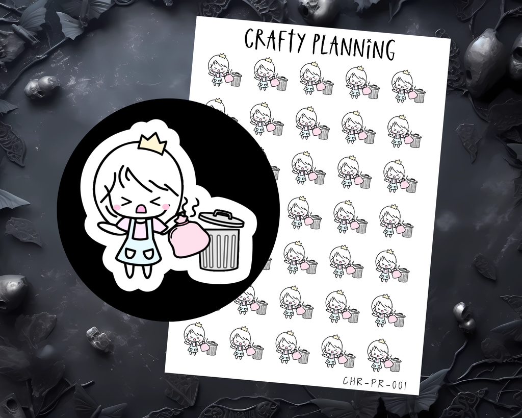 Bin Stickers For Planner & Journals - Cute Character Chore Stickers
