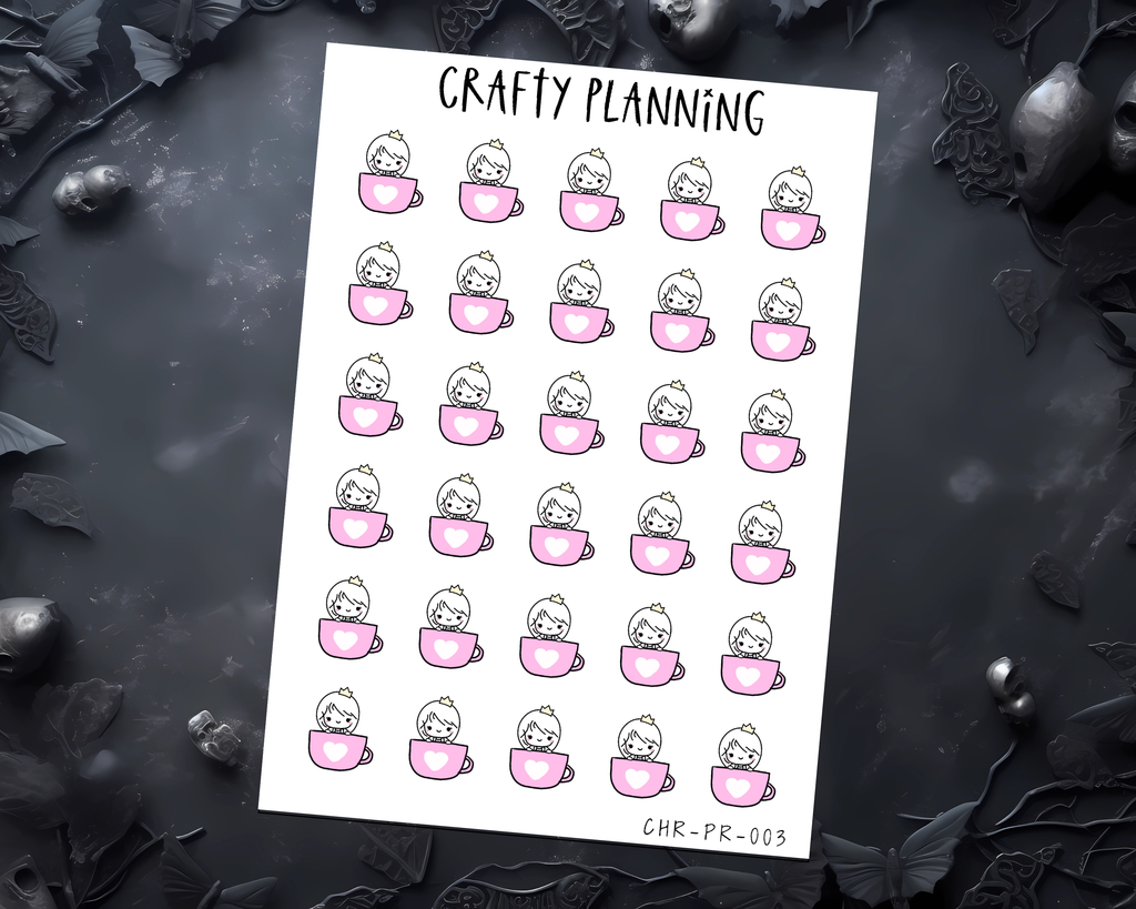 Cute Tea Character Planner Stickers - Standard Matte & Premium Matte Options