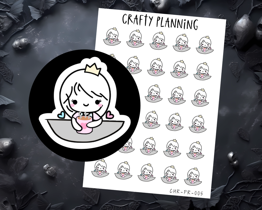 Cute Tea or Coffee Character Planner Stickers - Standard & Premium Matte Options