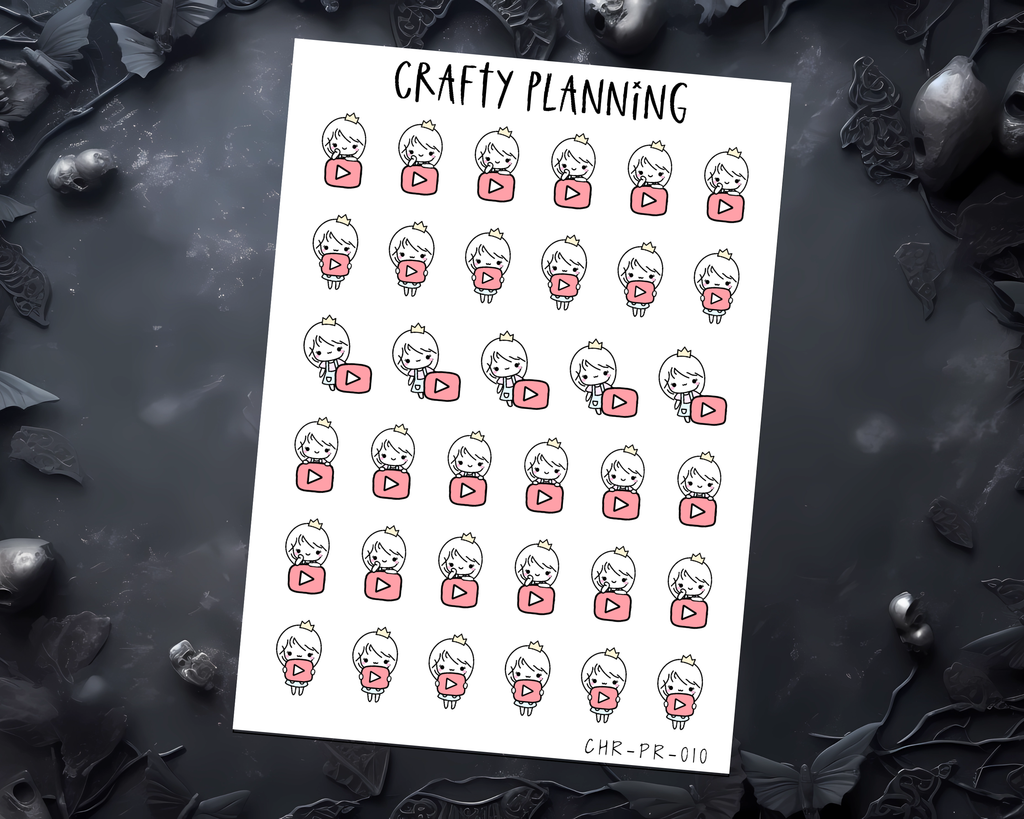Social Media & Vlog Stickers For Planner & Journals - Cute Character Stickers