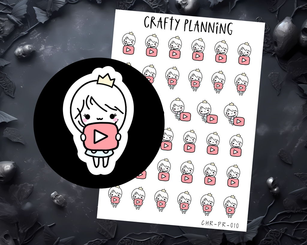 Social Media & Vlog Stickers For Planner & Journals - Cute Character Stickers