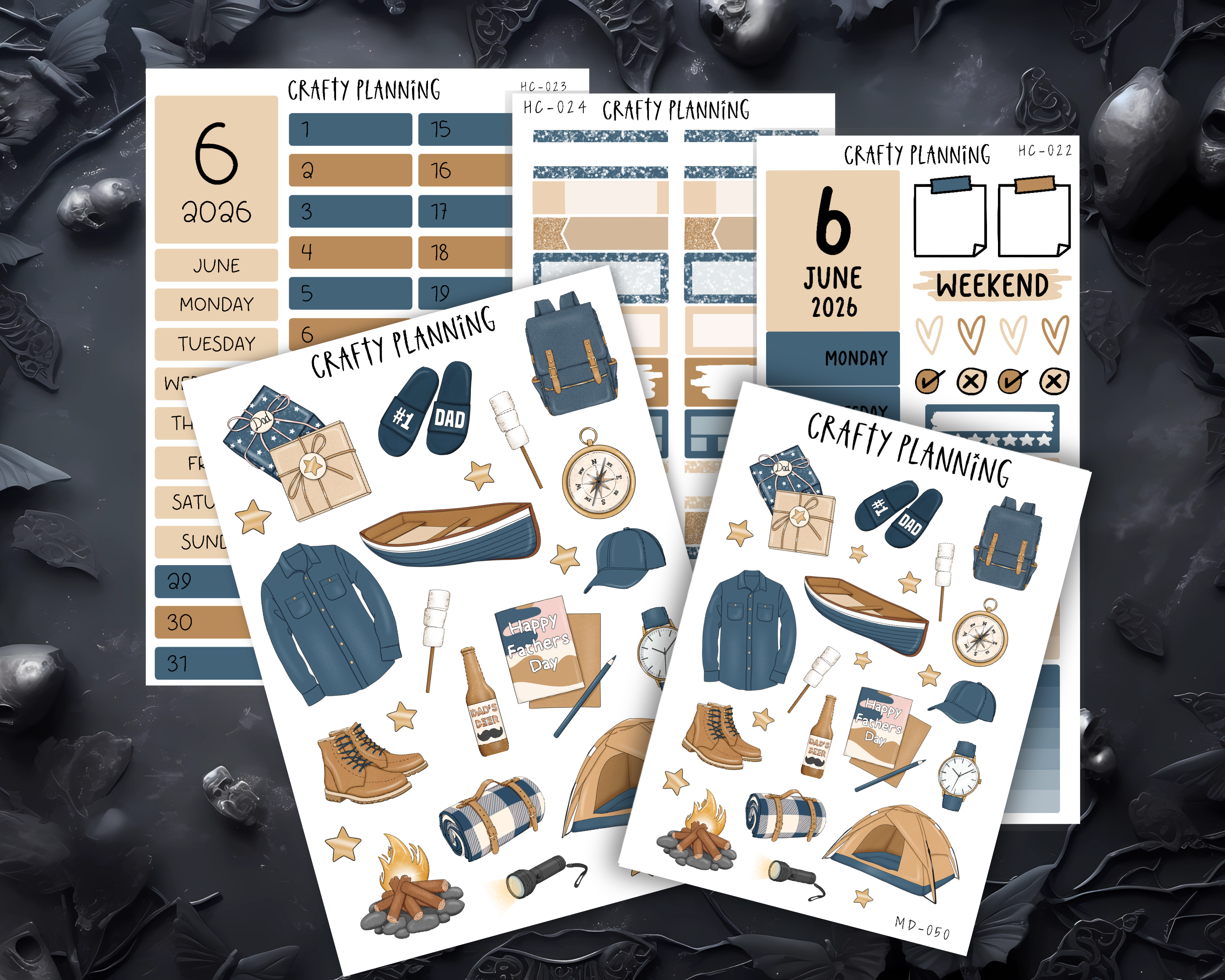 Father's Day Planner Kit – Hobonichi Cousin Planner Stickers | Monthly & Weekly Sets