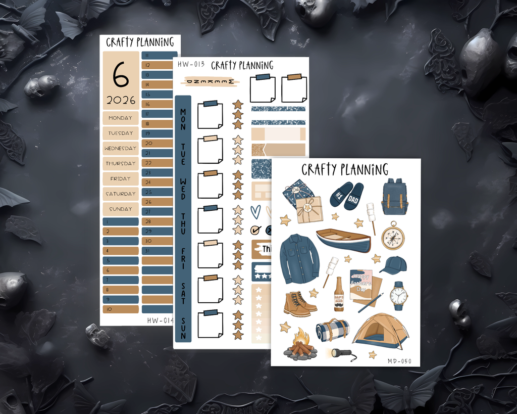 Father's Day Camping Planner Kit – Hobonichi Weeks Weekly & Monthly Planner Stickers