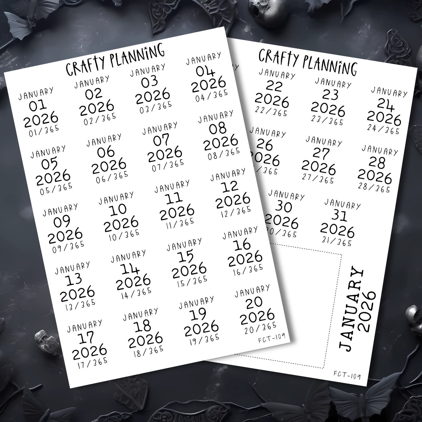 2026 DATE STICKERS - DAYS OF THE YEAR OPTION