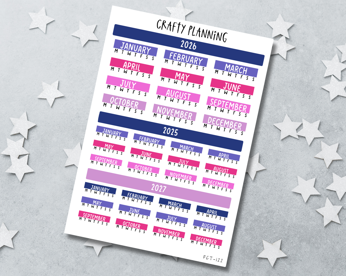 Cousin A5 Stickers - 2026 Year At A Glance