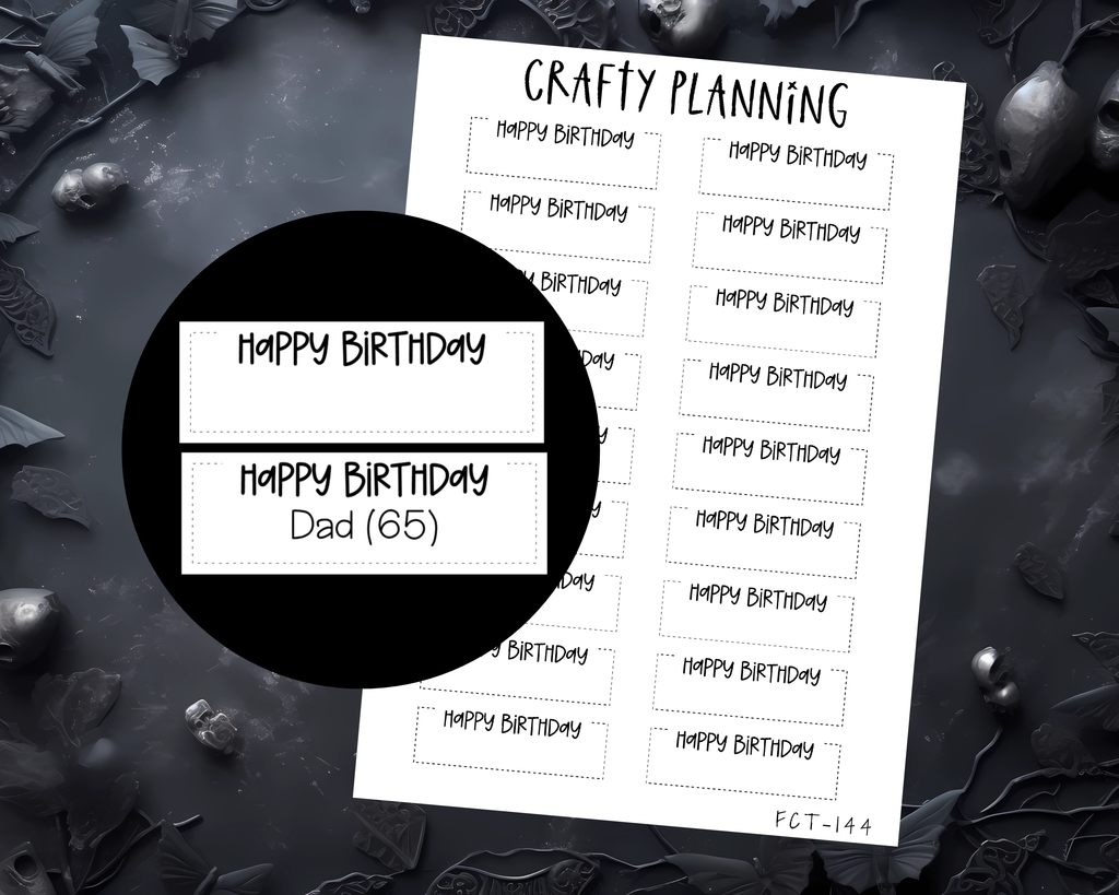 Custom Happy Birthday Labels - Hobonichi Cousin Functional Planner Stickers