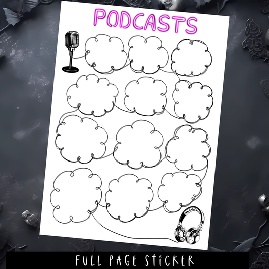PODCAST TRACKER - A5 SIZE - FULL PAGE STICKER