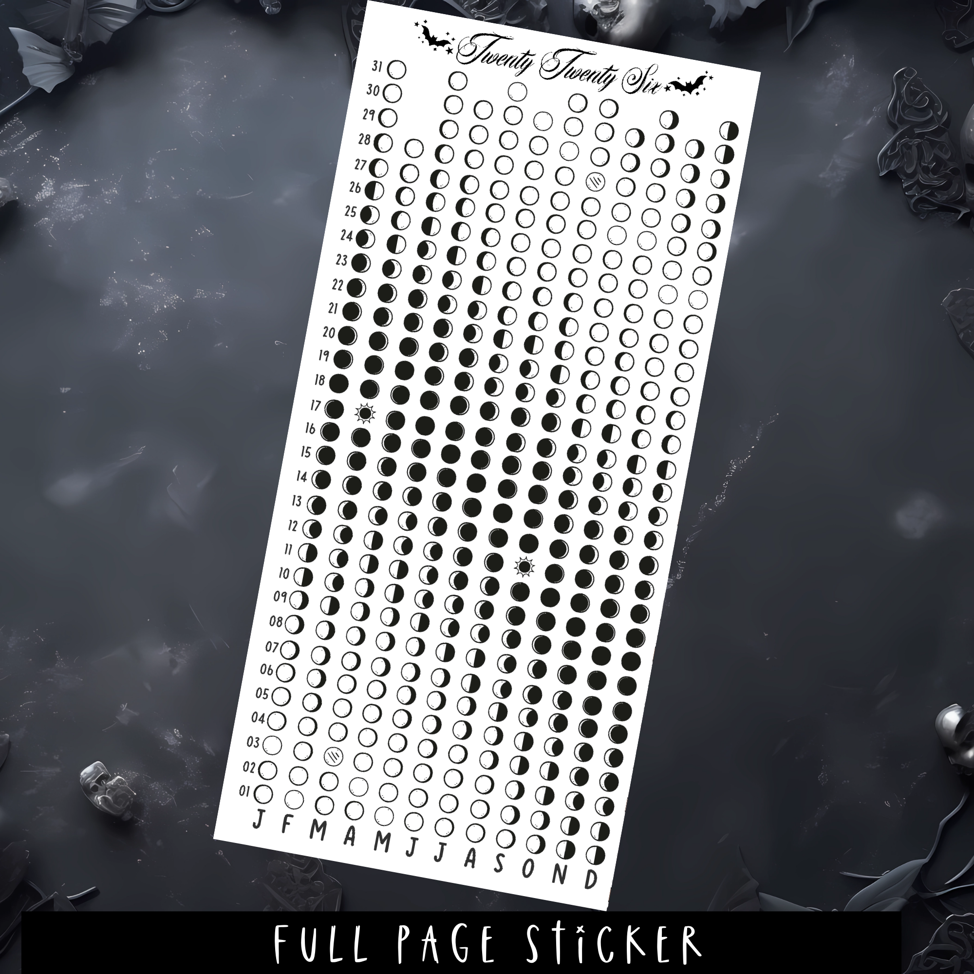 MOON CALENDAR 2026 - WEEKS SIZE - FULL PAGE STICKER