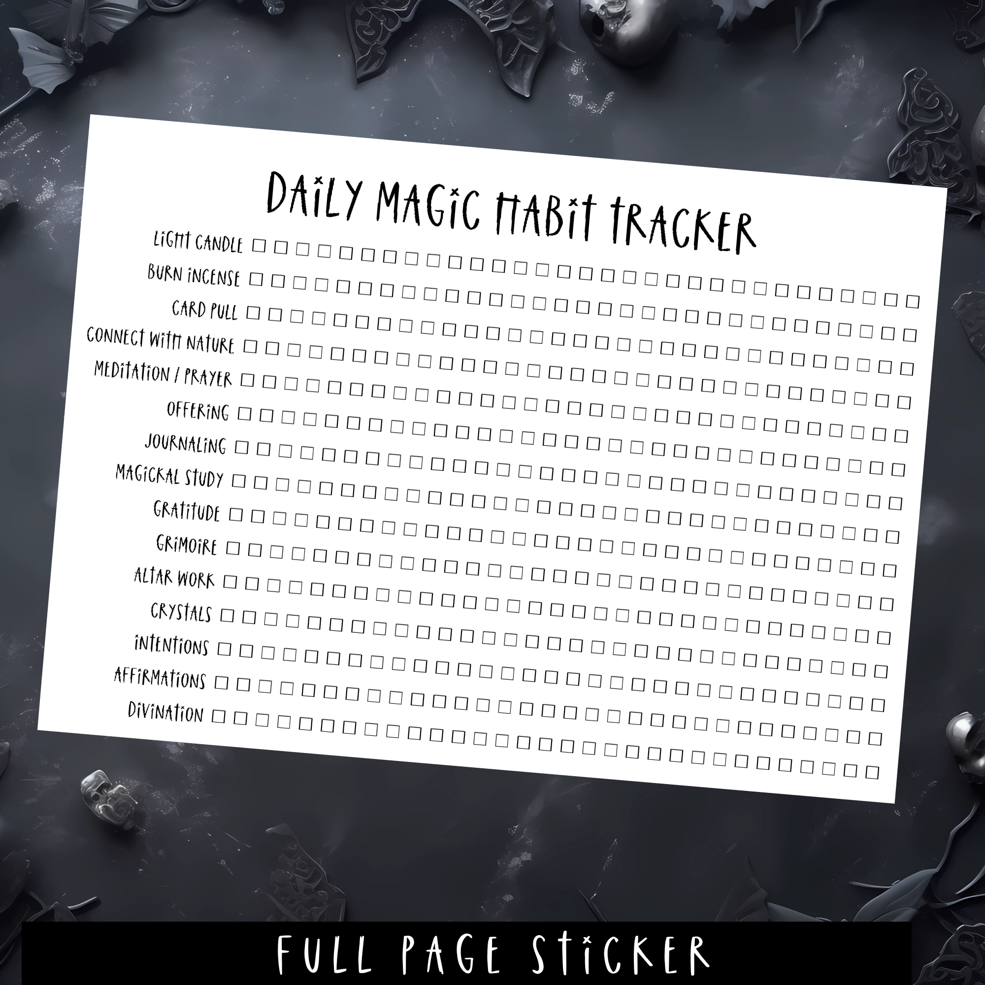 DAILY MAGIC TRACKER - A5 SIZE - FULL PAGE STICKER