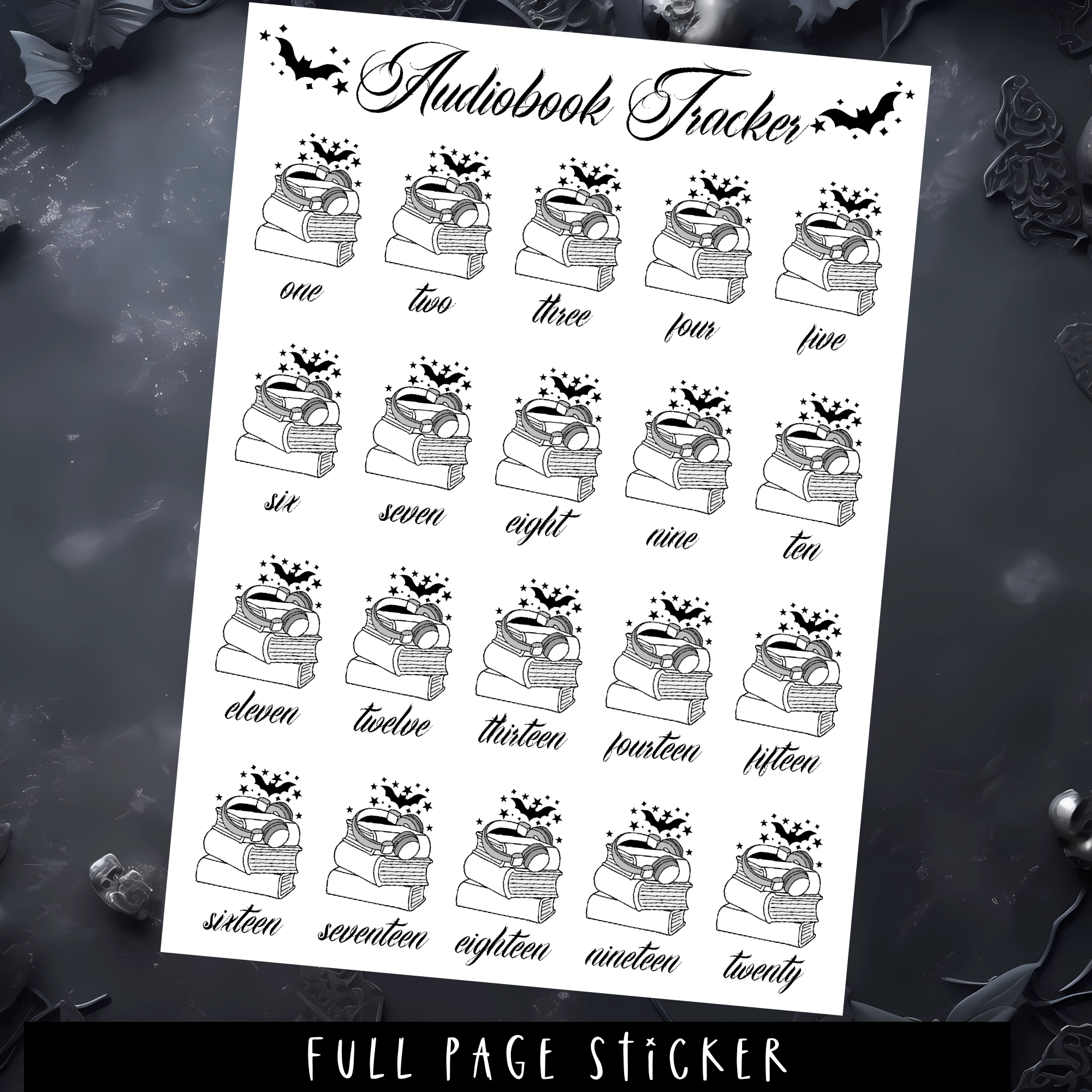 AUDIOBOOK TRACKER - A5 SIZE - FULL PAGE STICKER
