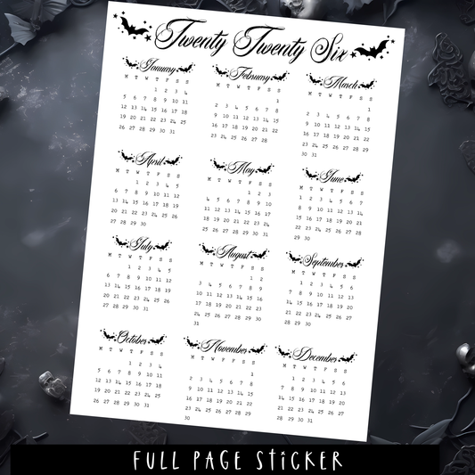 2026 CALENDAR - FULL PAGE STICKER