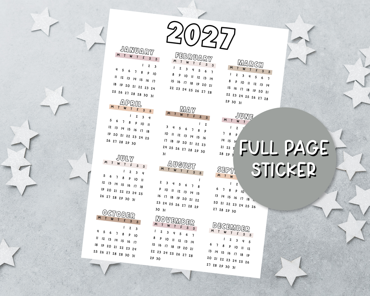 2027 Calendar A5 - Full Page