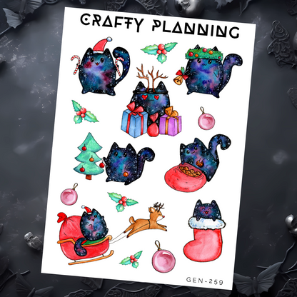 Cosmic Christmas Cats - Deco Sticker Sheets