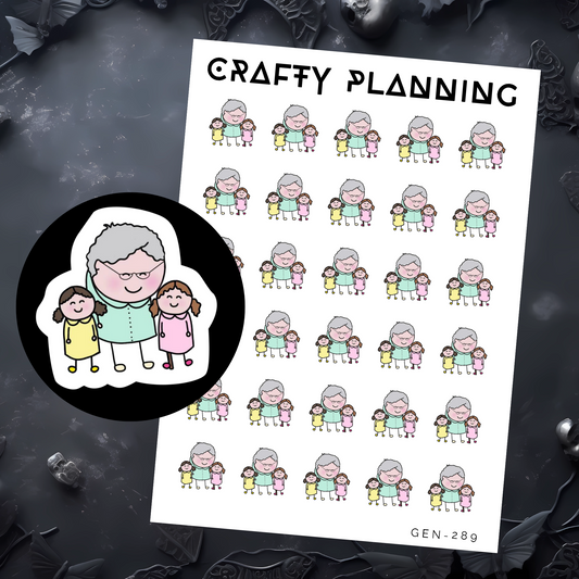 Grandmother - 2 girls - Mini Sticker Sheet
