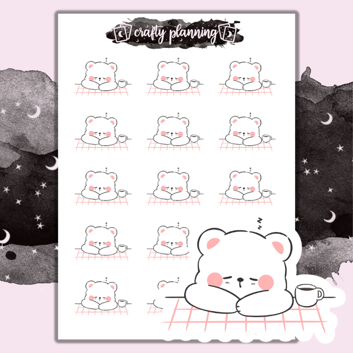 Sleepy Bear - Mini Sticker Sheet