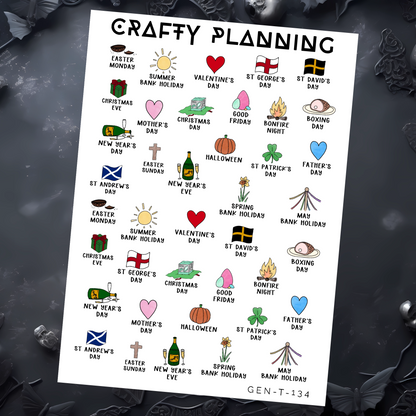 UK National Holidays - Hand drawn sticker sheets