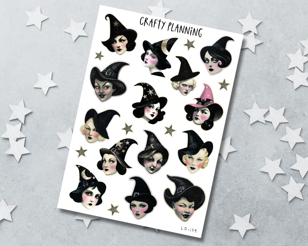Witch Head Collage Stickers 2