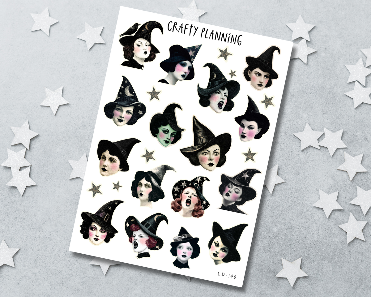 Witch Head Collage Stickers