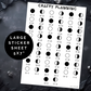 2025 Moon Phases - B&W - Large Sticker Sheet