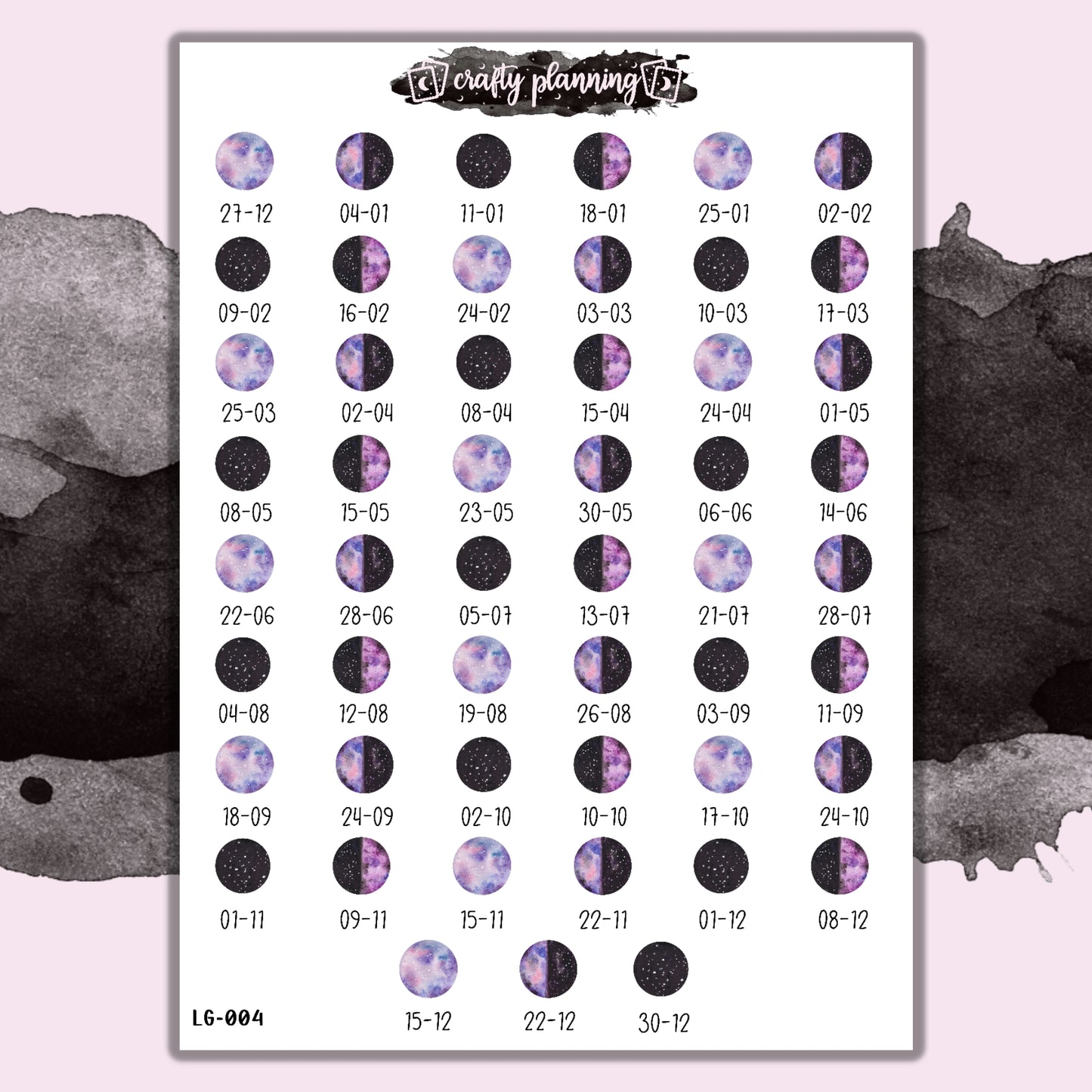 Moon Phases 2024 - Large Sticker Sheet