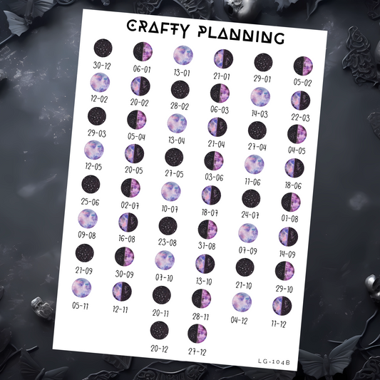 2025 Moon Phases - Purple - Large Sticker Sheet