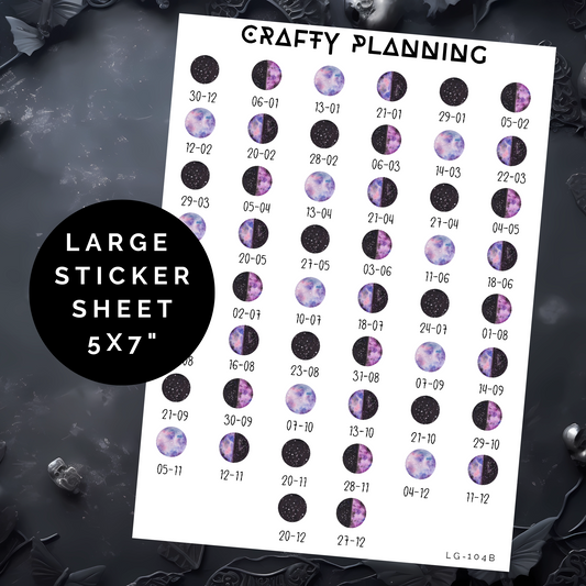 2025 Moon Phases - Purple - Large Sticker Sheet