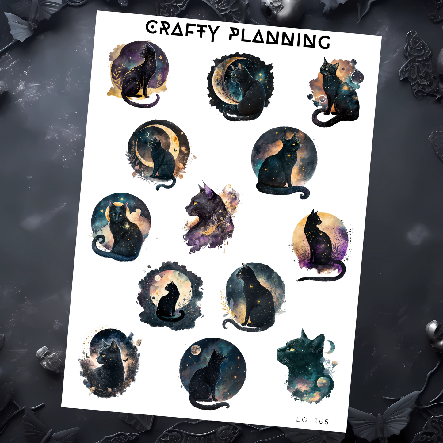 Celestial Black Cats - Large Sticker Sheet